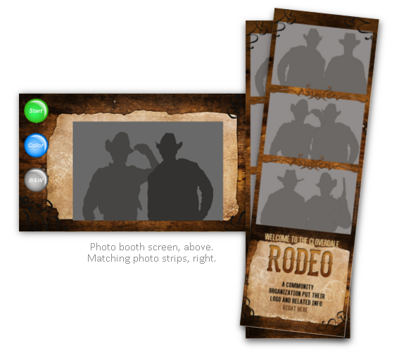 Cowboy western theme photo booth strips & sample screen.