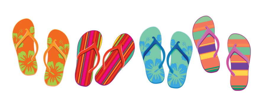 Hawaiian Luau & Tiki Party inspired beach flip flops